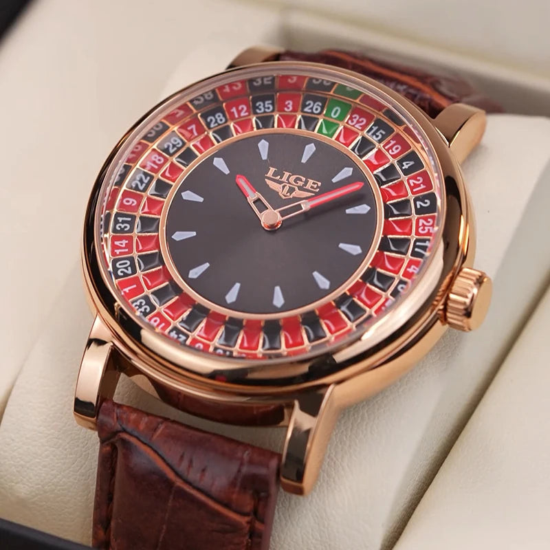 LIGE Roulette Watch rose gold