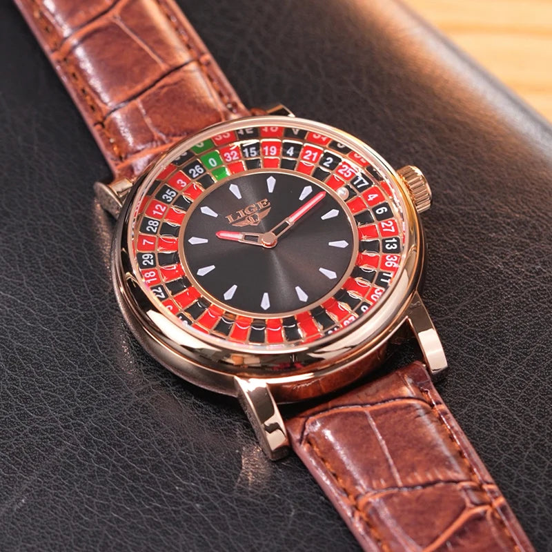 LIGE Roulette Watch rose gold