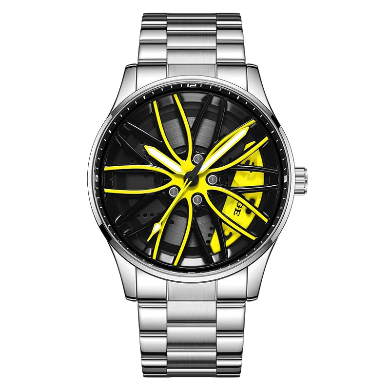 LIGE Wheel Watch Silver Yellow