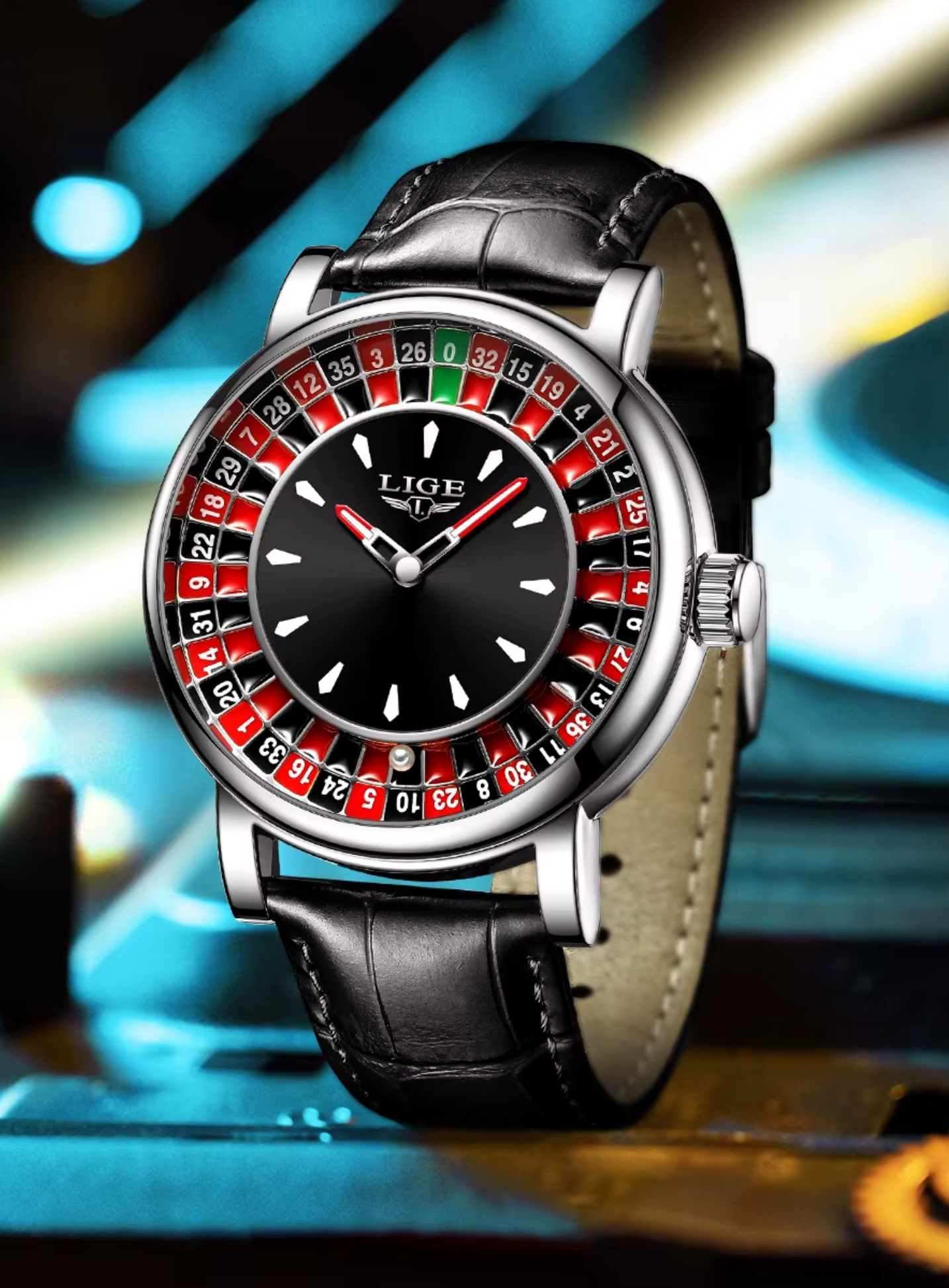 LIGE Roulette Watch Black