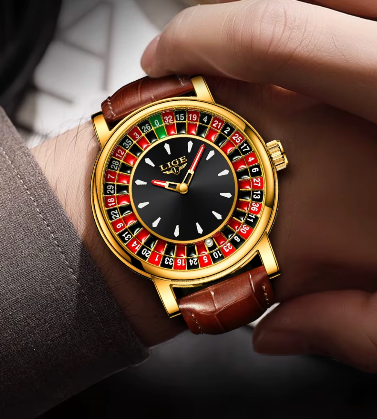 LIGE Roulette Watch Gold