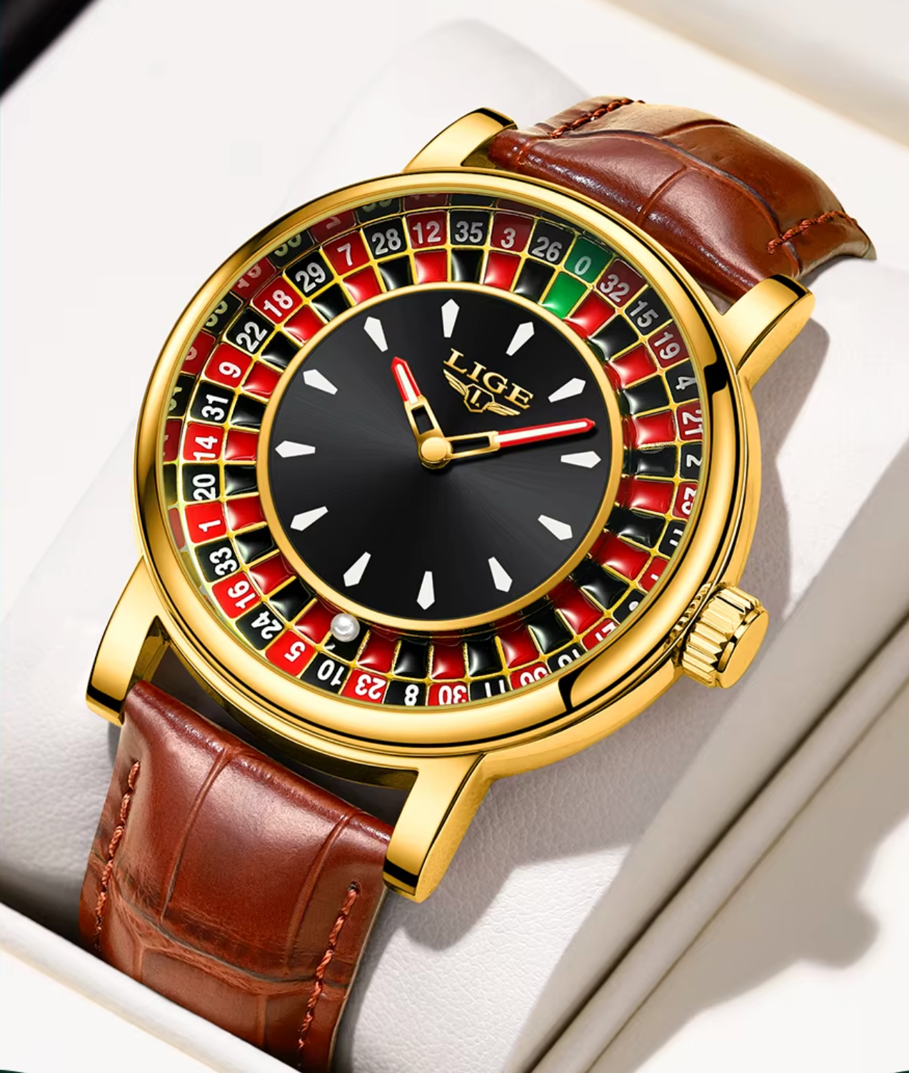 LIGE Roulette Watch Gold