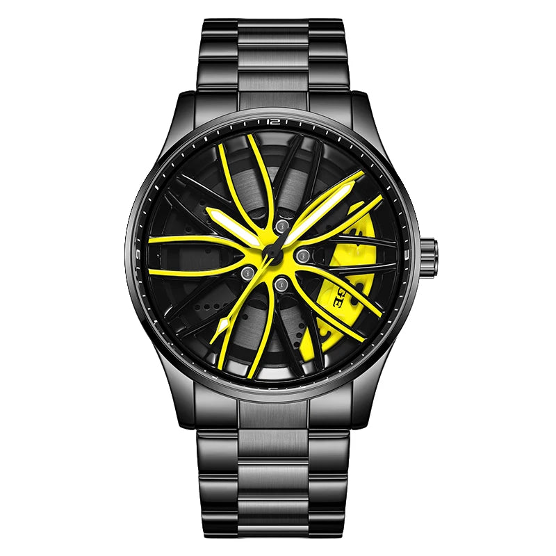 LIGE Wheel Watch Black Yellow