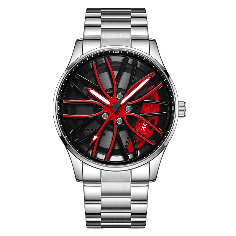 LIGE Wheel Watch Silver Red