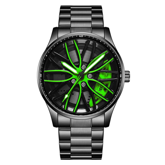 LIGE Wheel Watch Black Green