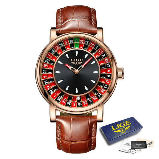 LIGE Roulette Watch rose gold