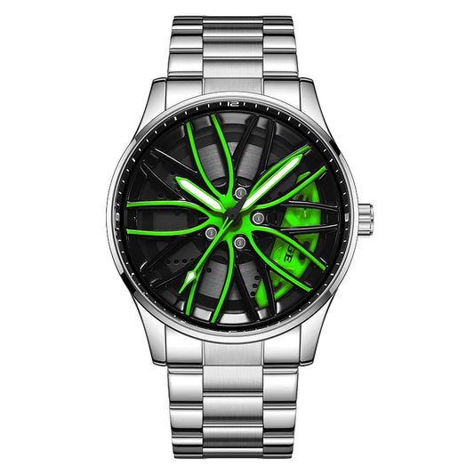LIGE Wheel Watch Silver Green