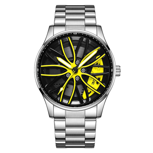 LIGE Wheel Watch Silver Yellow