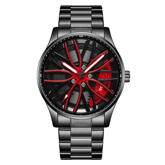 LIGE Wheel  Watch Black Red