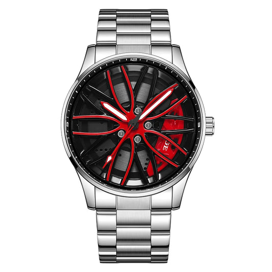 LIGE Wheel Watch Silver Red